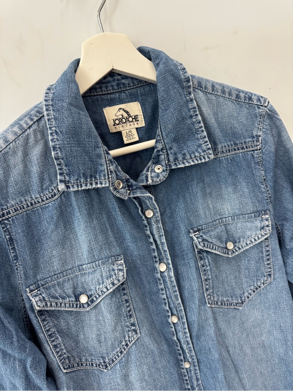 Jordache Vintage Snap Front Womans Denim Long Sleeve Shirt Size Large - Picture 2 of 8